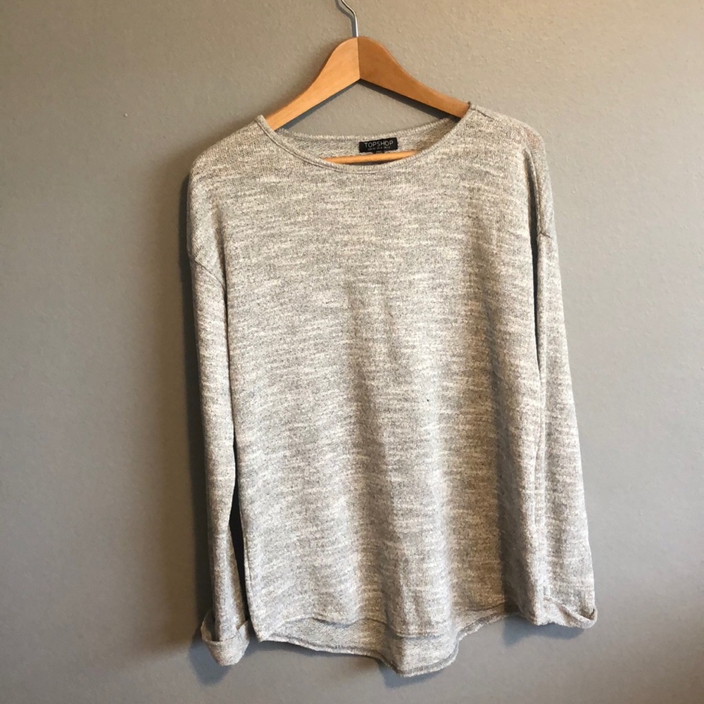 TOPSHOP Grey Scoop-Neck Sweater
